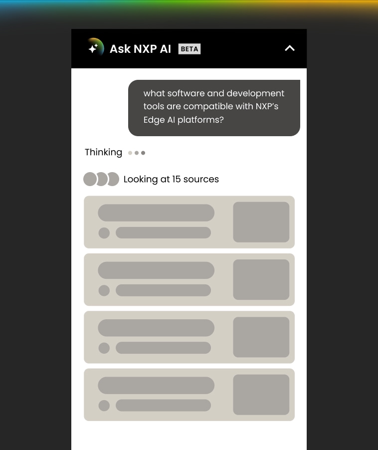 Trying to connect the dots? Ask NXP AI to bring together relevant information across topics Image